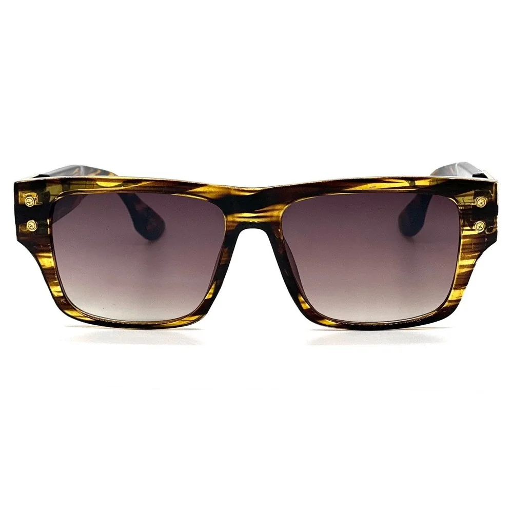 Men‎ Fashion Sunglasses Oversized Square Gold Flat Top Frame Hip Hop Fancy Black